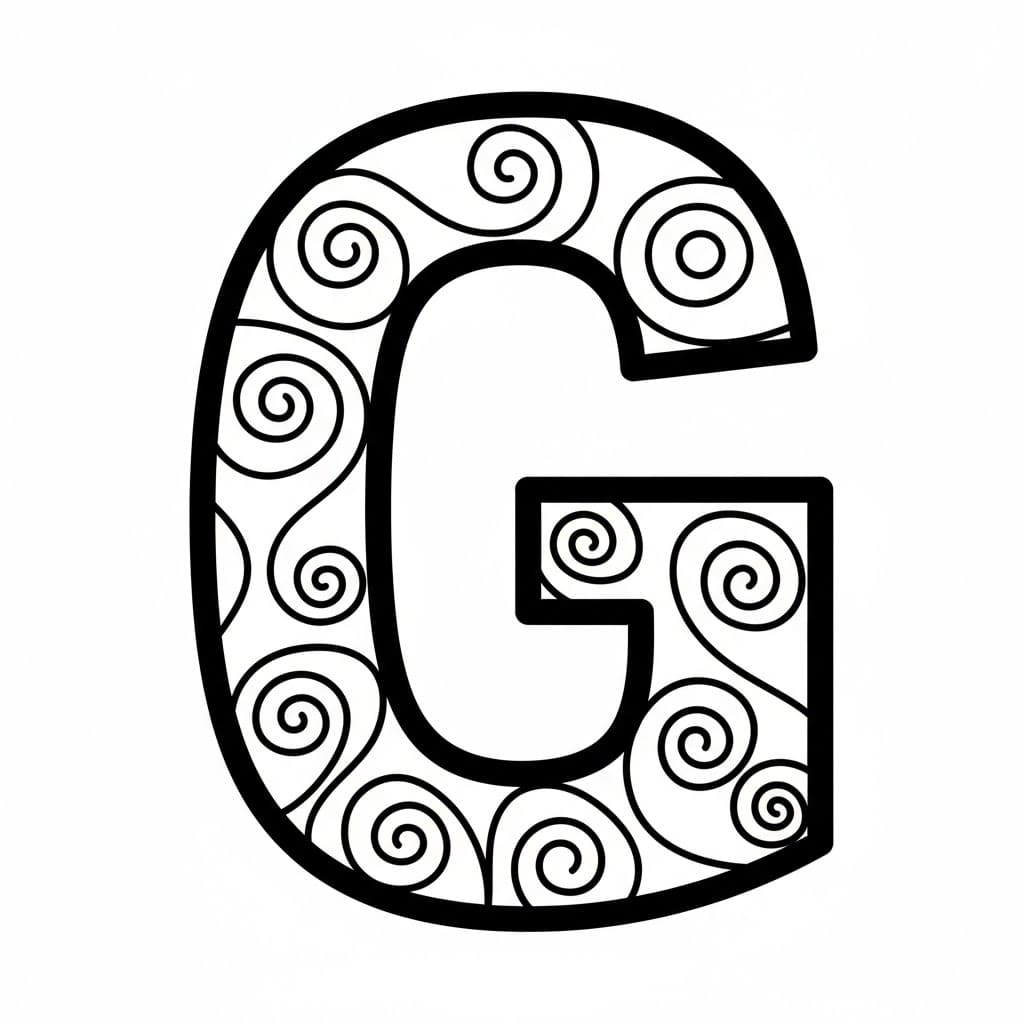 Spirallinje av bokstaven G fargelegging