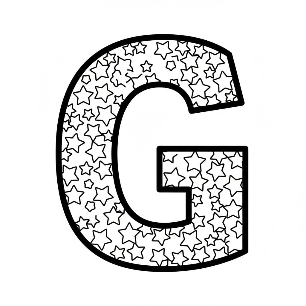 Stjernemønster av bokstaven G fargelegging