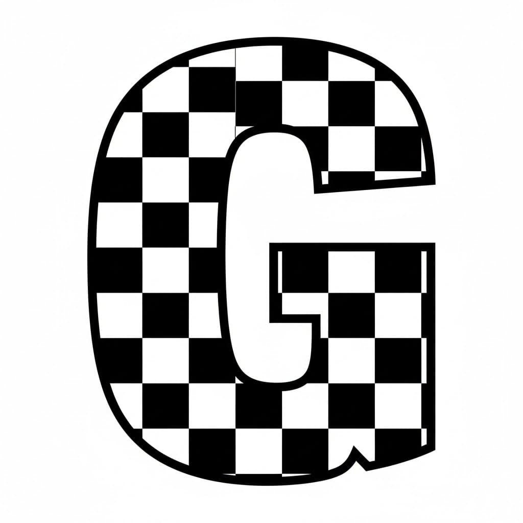 Tegneserie av bokstaven G fargelegging