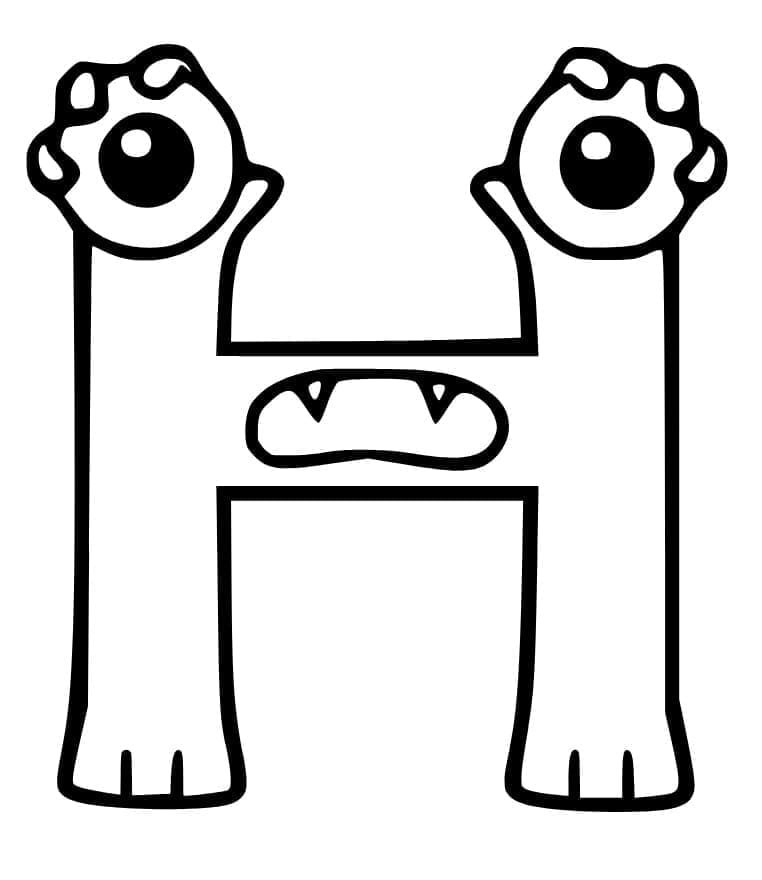 Tegneseriebokstaven H fargelegging