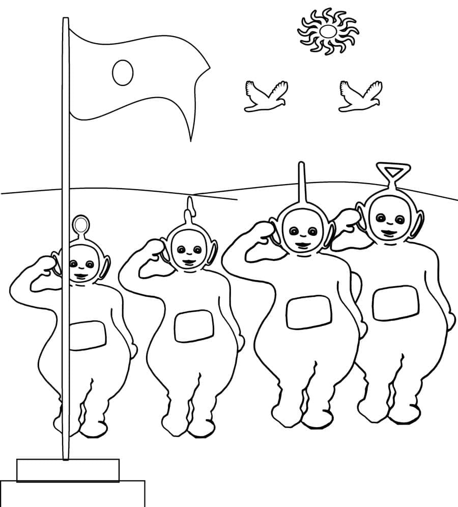 Teletubbiene med flagg fargelegging