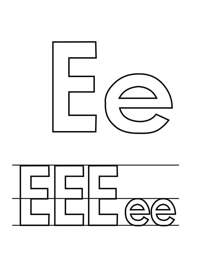 Utskriftbar bokstav E fargelegging