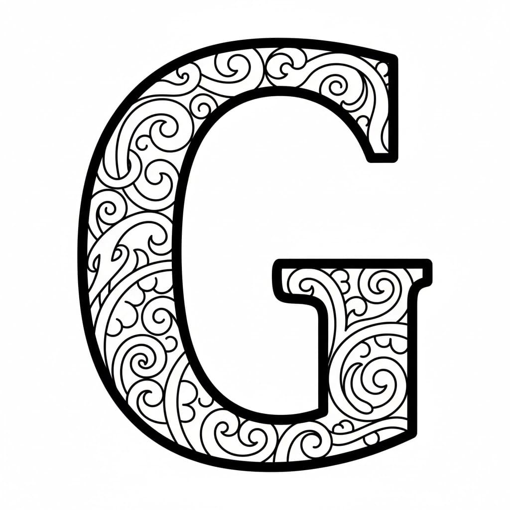 Virvelmønster av bokstaven G fargelegging