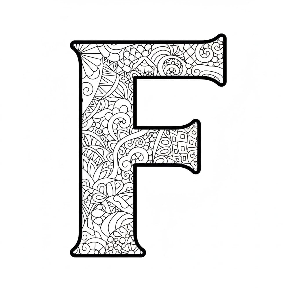 Zentangle bokstav F fargelegging