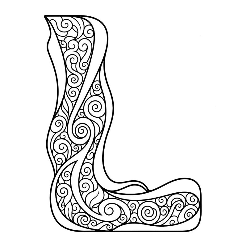 Abstrakt kunst med bokstav L fargelegging