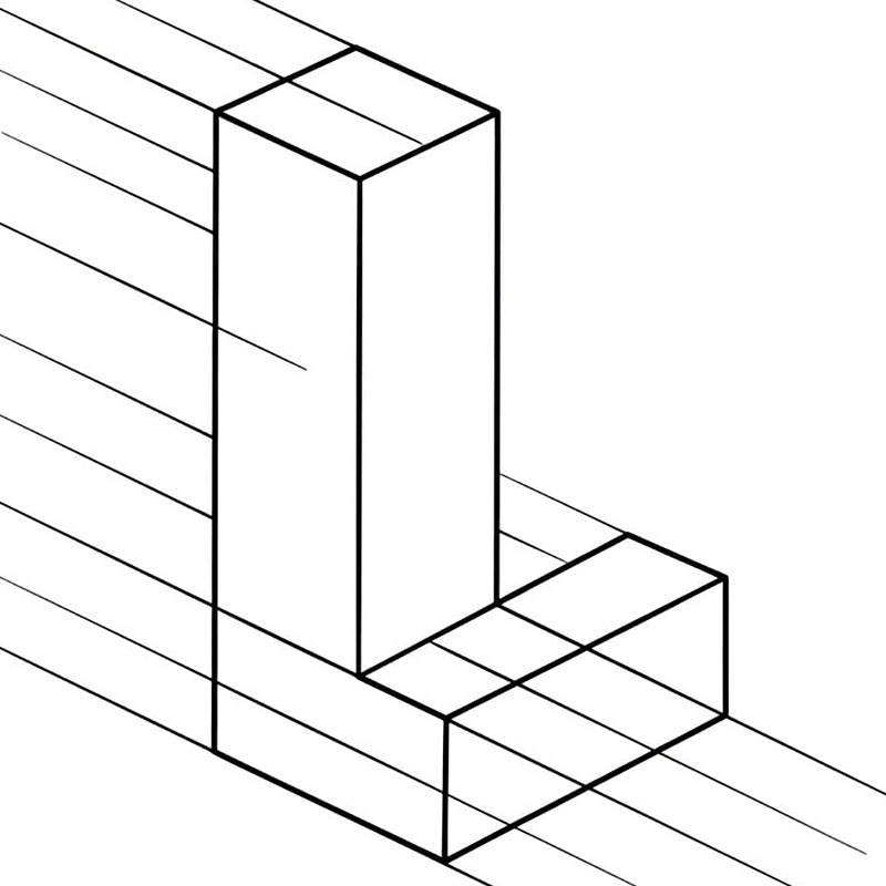 Blokk 3D med bokstav L fargelegging
