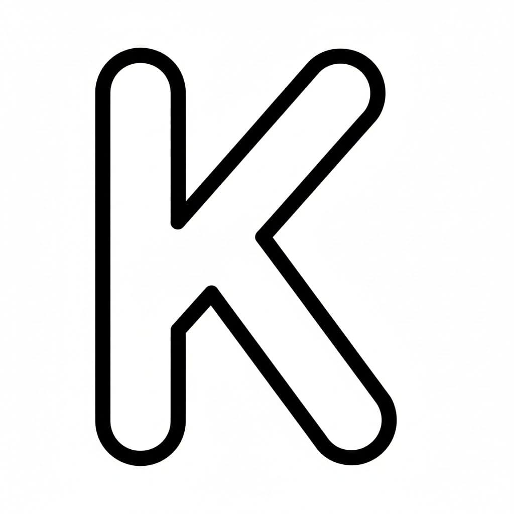 Boblestil av Bokstaven K fargelegging