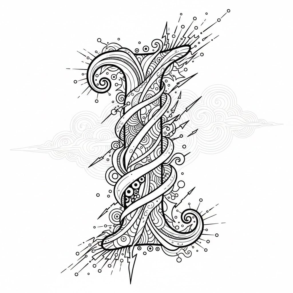 Bokstav I abstrakt kunst fargelegging