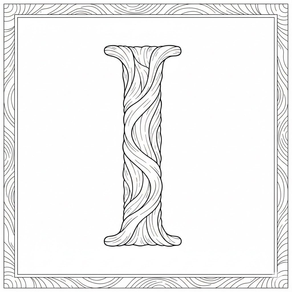 Bokstav I fløyelstekstur fargelegging