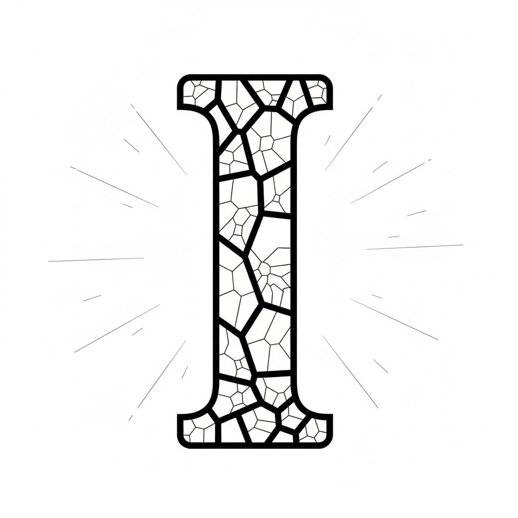 Bokstav I glassstil fargelegging