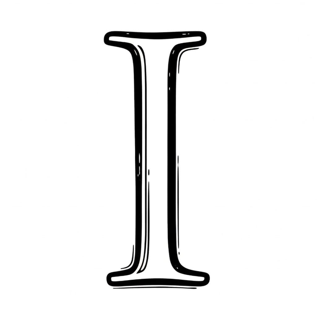 Bokstav I kalligrafi fargelegging