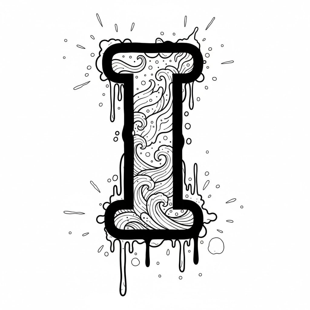 Bokstav I lekkende blekk fargelegging