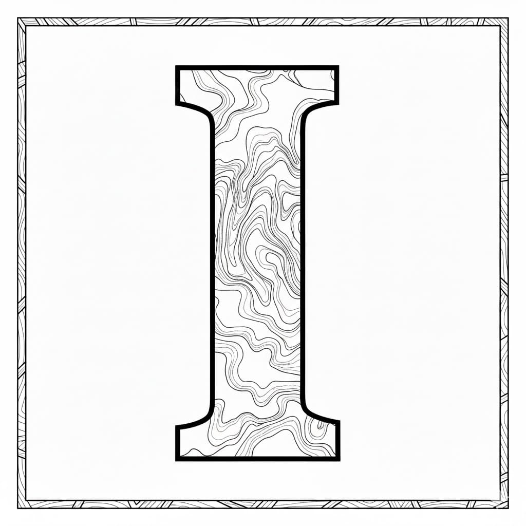 Bokstav I marmortekstur fargelegging