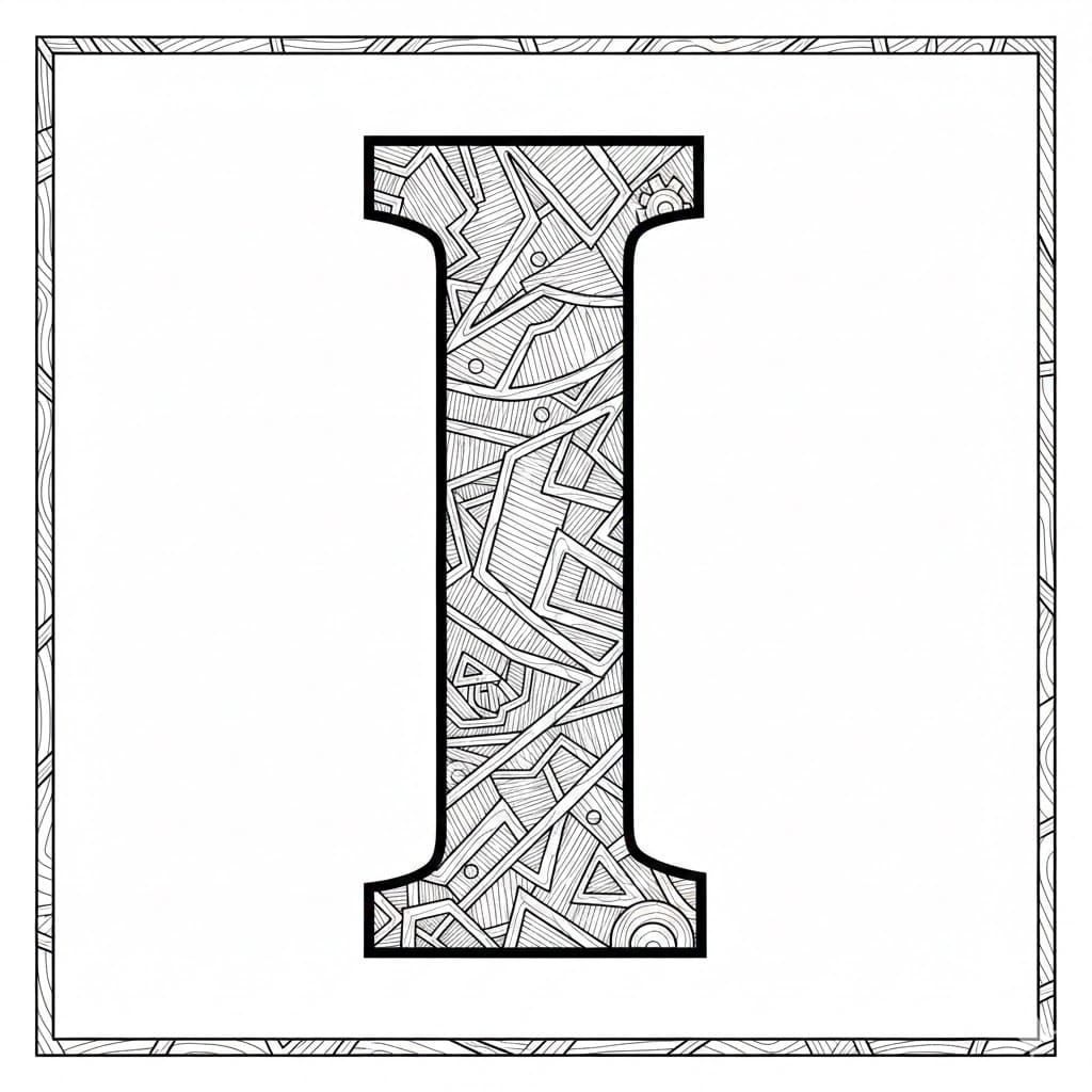 Bokstav I metalltekstur fargelegging