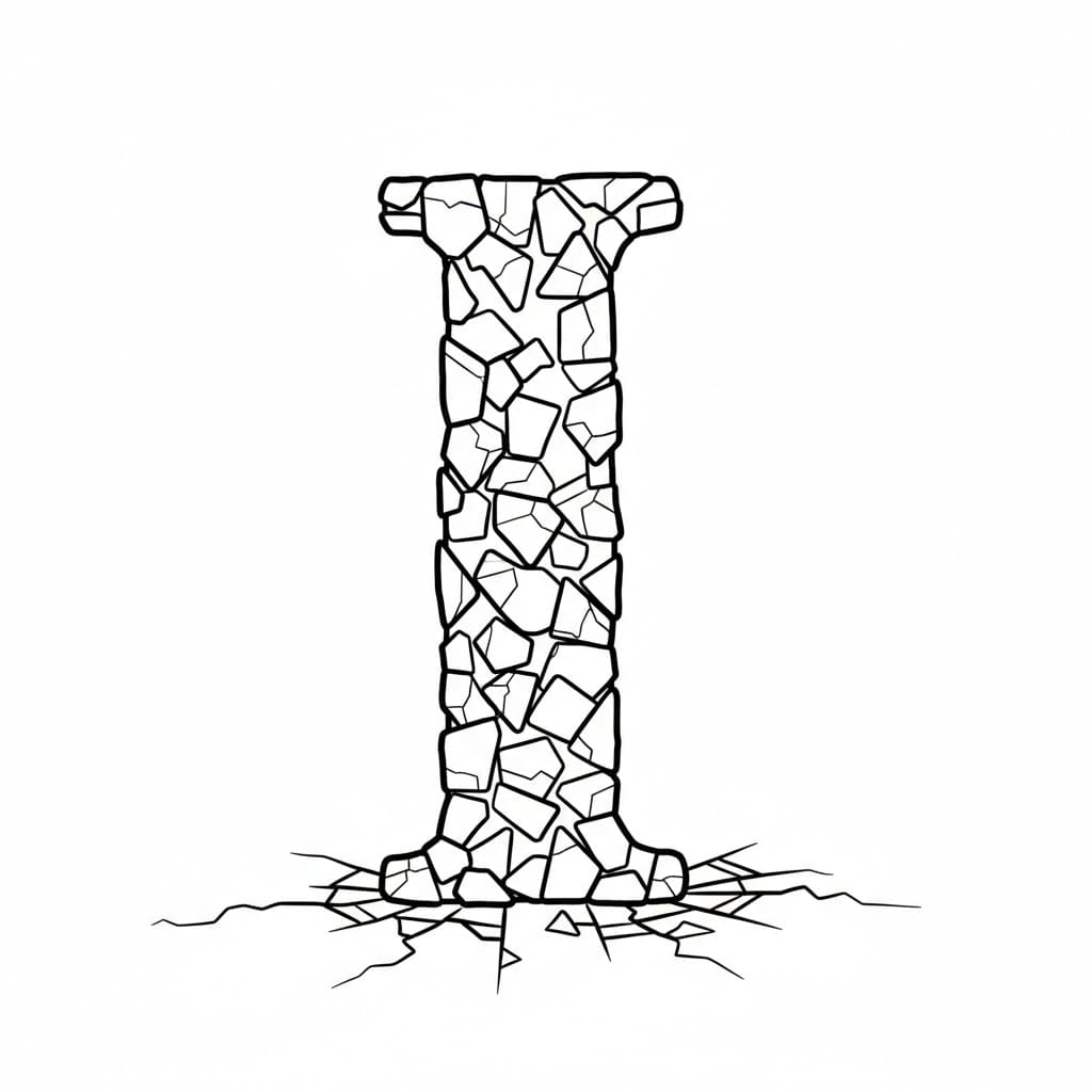 Bokstav I ødelagt fargelegging