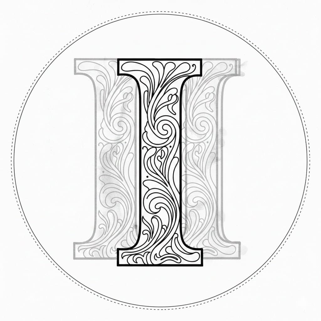 Bokstav I spøkelseslag fargelegging