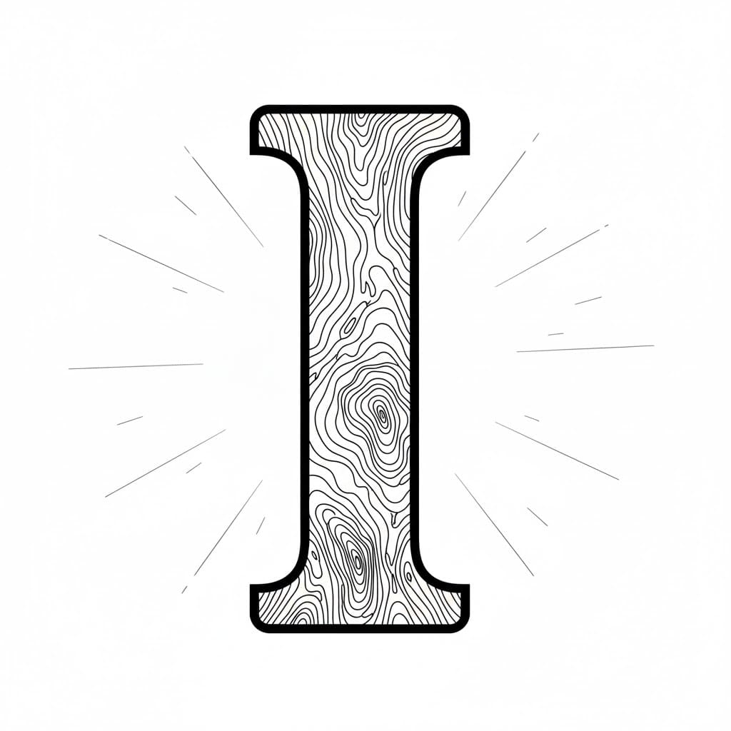 Bokstav I trevevsmønster fargelegging