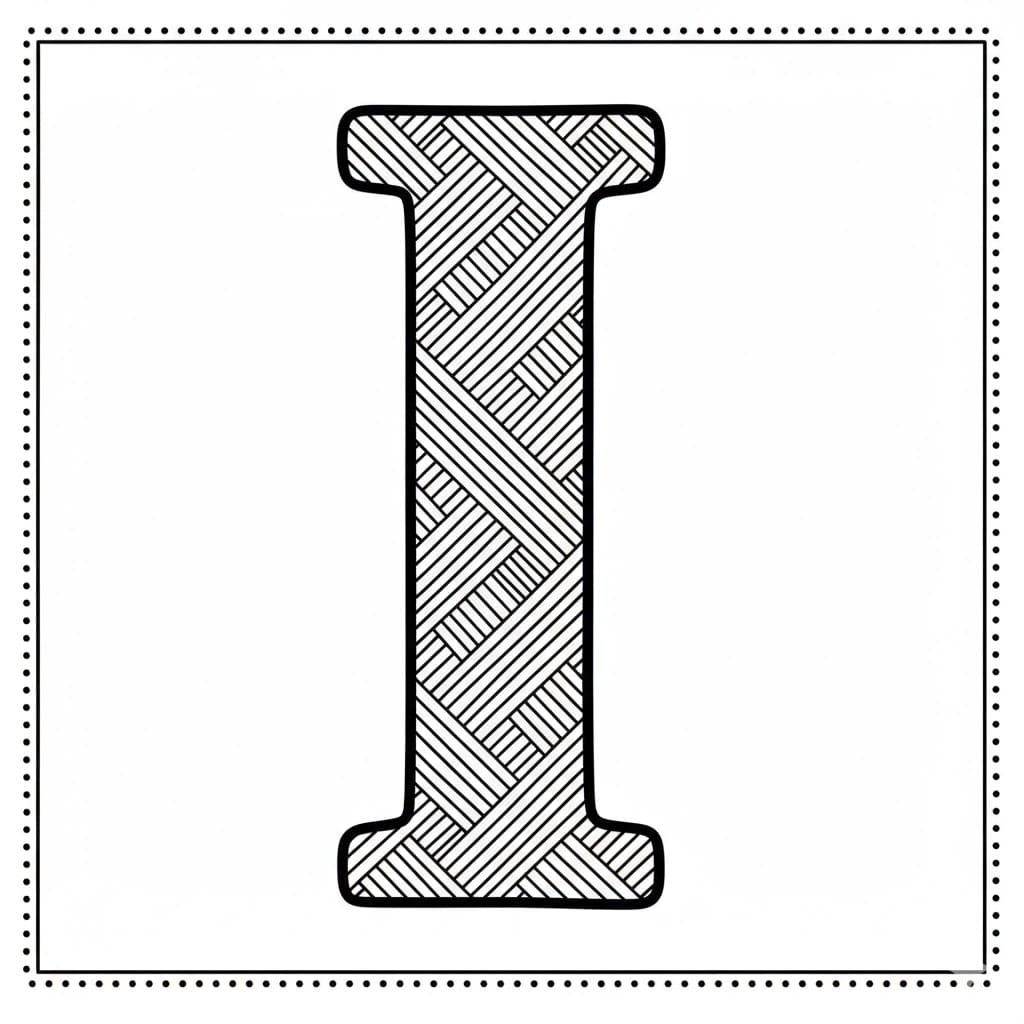 Bokstav I vevd stoff fargelegging