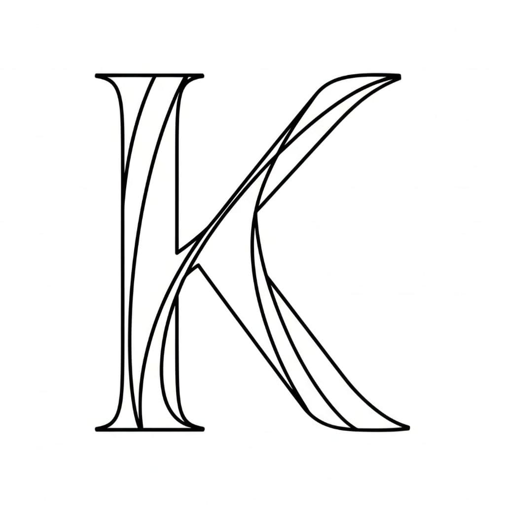 Bokstaven K bevegelseslinje fargelegging
