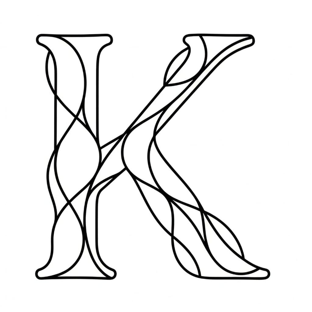 Bokstaven K buet stil fargelegging