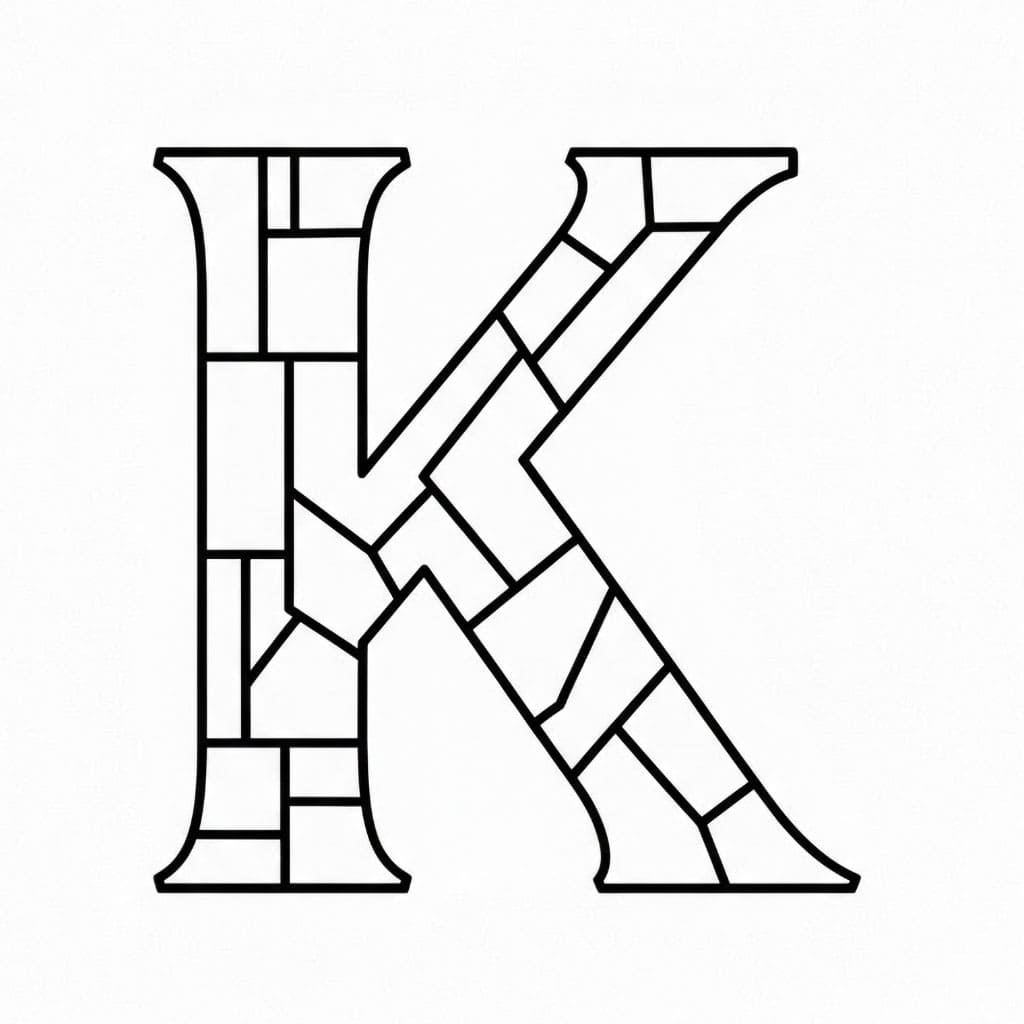 Bokstaven K delt fargelegging