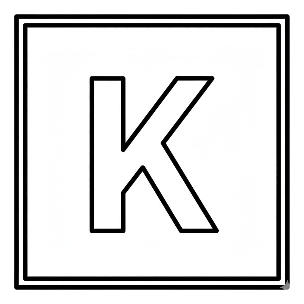 Bokstaven K dobbel omriss fargelegging