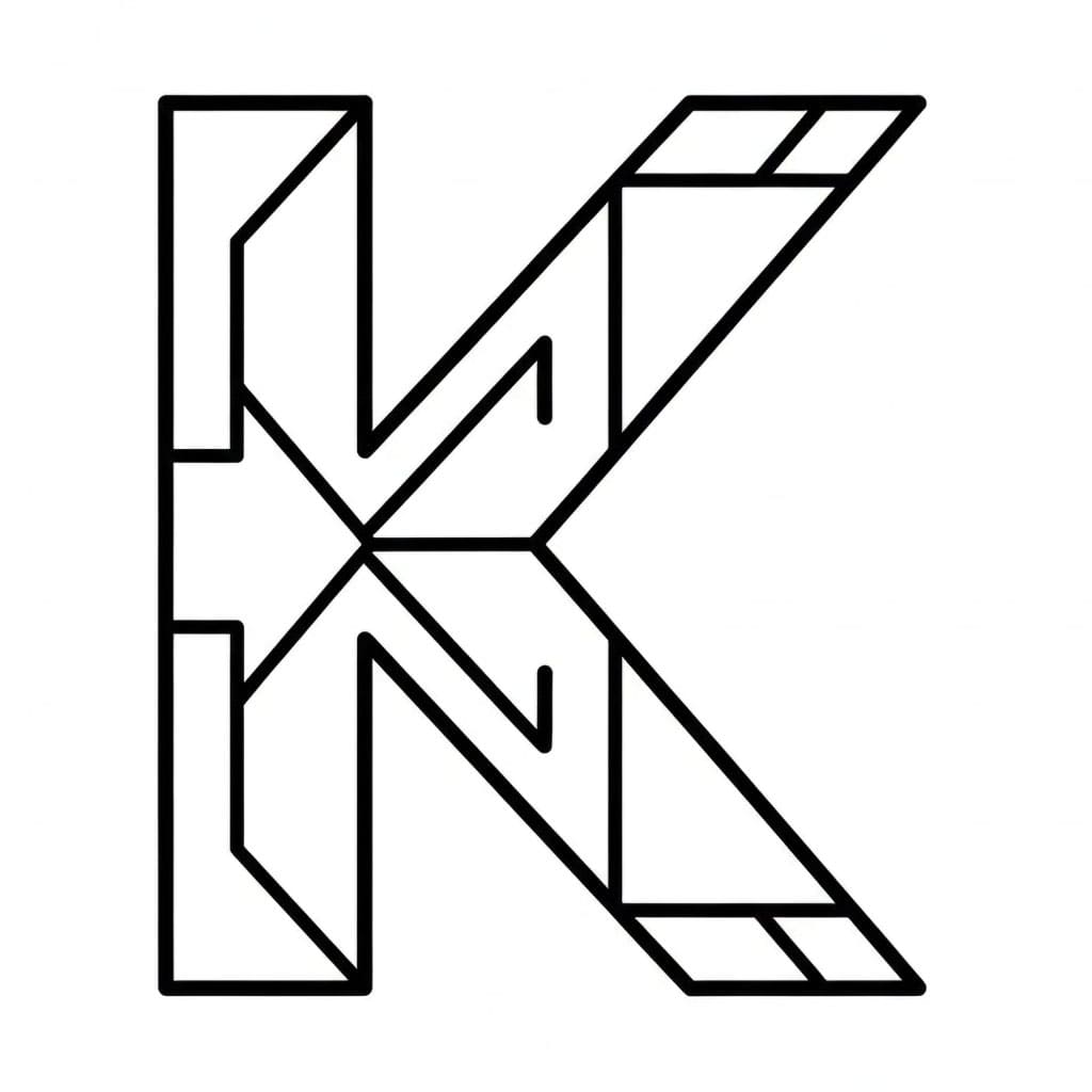 Bokstaven K geometri fargelegging
