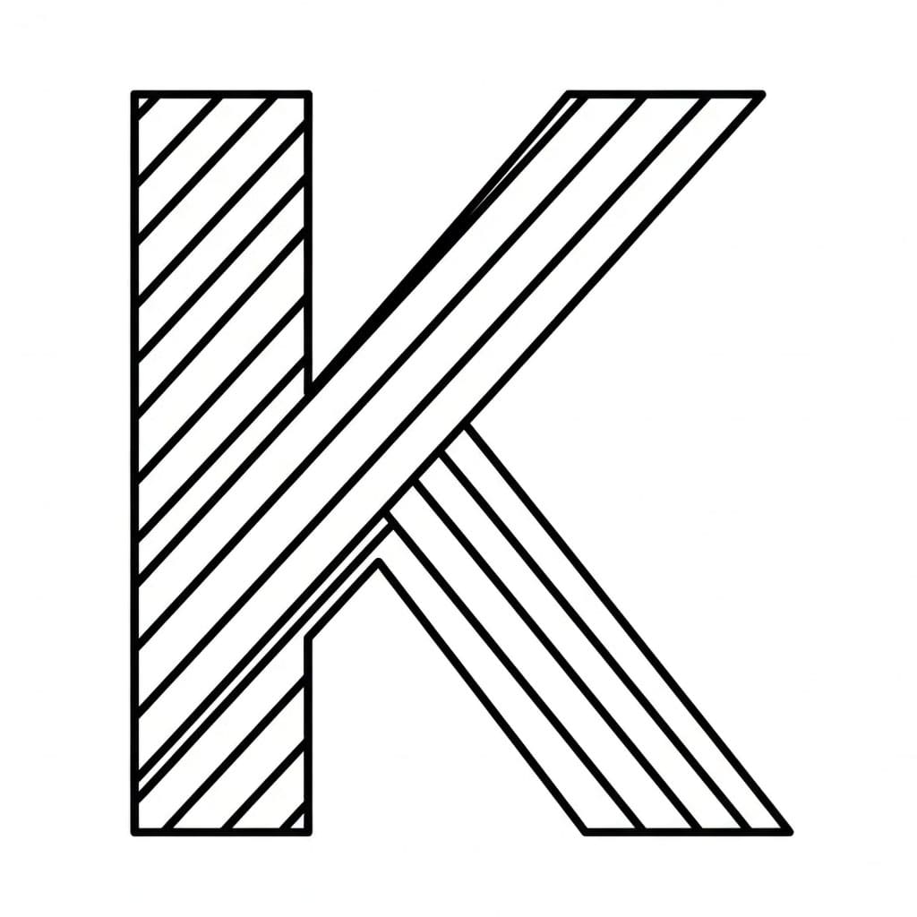 Bokstaven K lang linje fargelegging