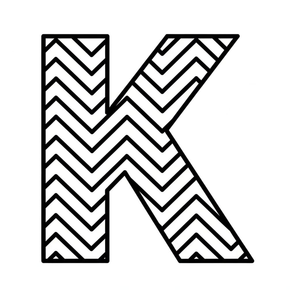 Bokstaven K sikksakkmønster fargelegging