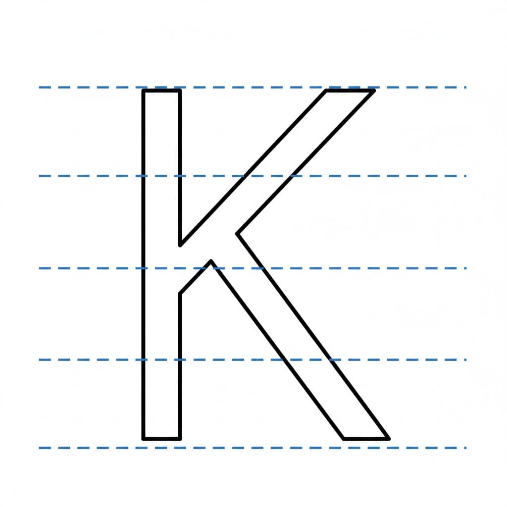 Bokstaven K skrivelinje fargelegging