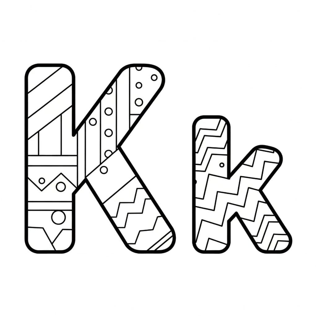 Bokstaven K store og små bokstaver fargelegging
