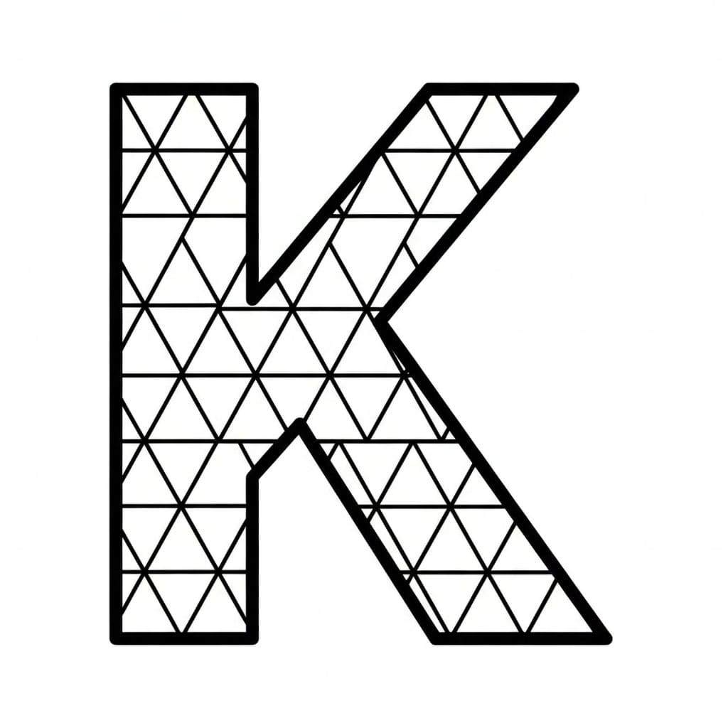 Bokstaven K trekantmønster fargelegging