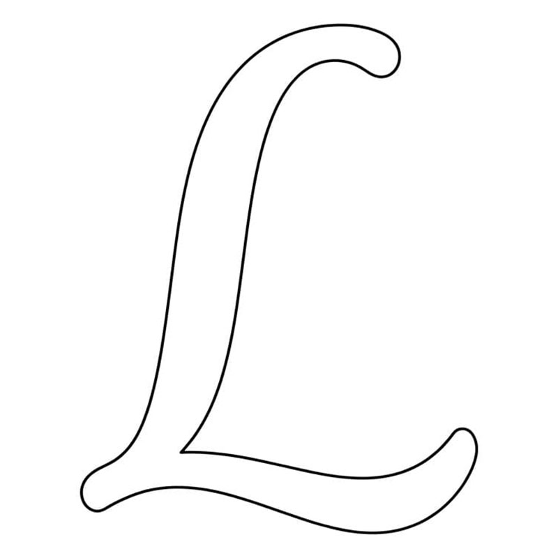 Bokstaven L er bøyd fargelegging