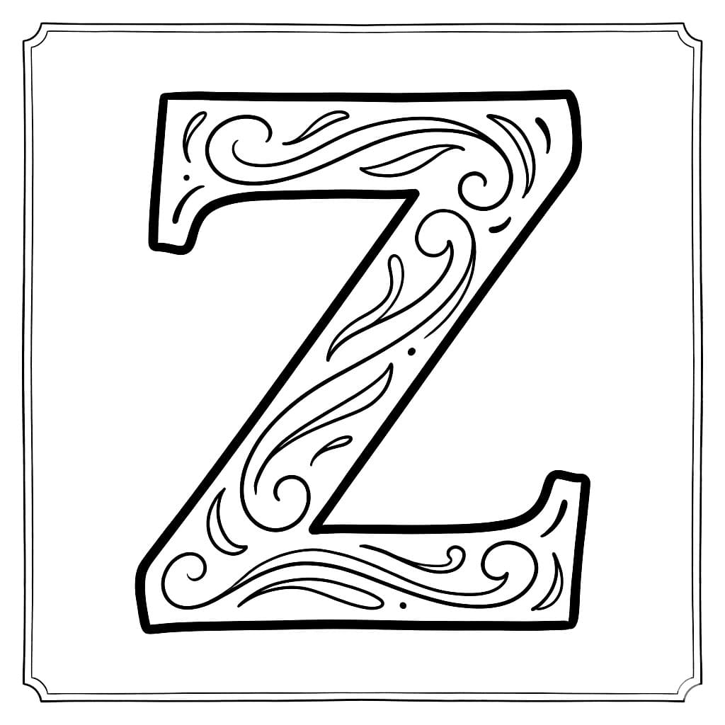 Bokstaven Z buet strekpunkt fargelegging