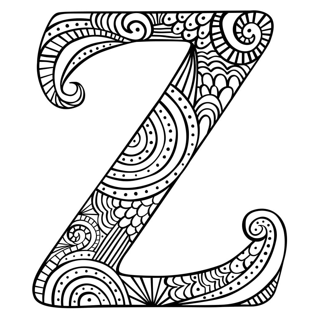 Bokstaven Z er en zentangle fargelegging