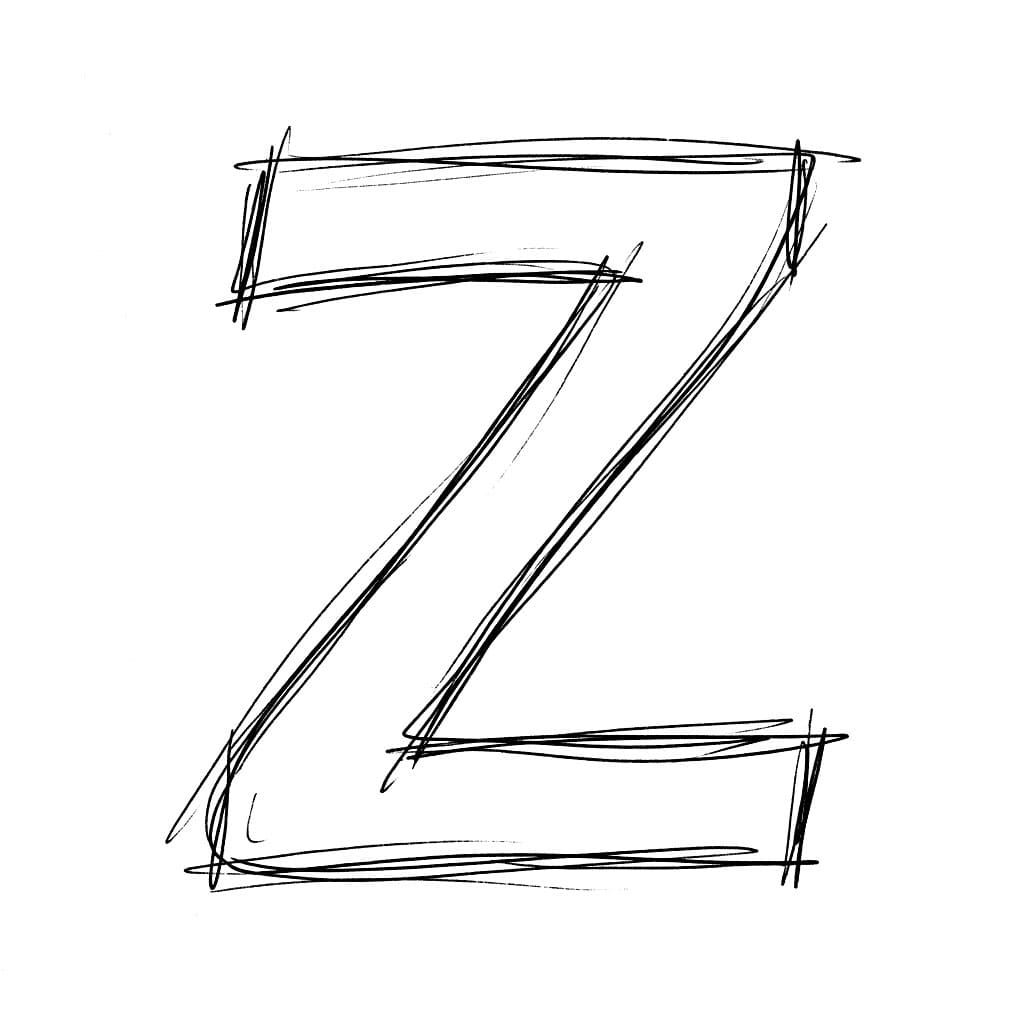 Bokstaven Z skisse fargelegging