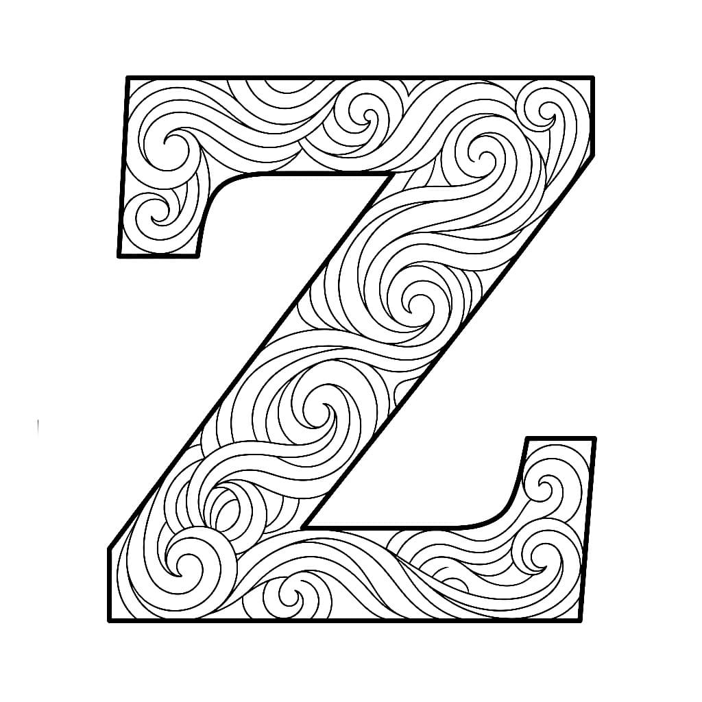 Bokstaven Z virvler rundt fargelegging