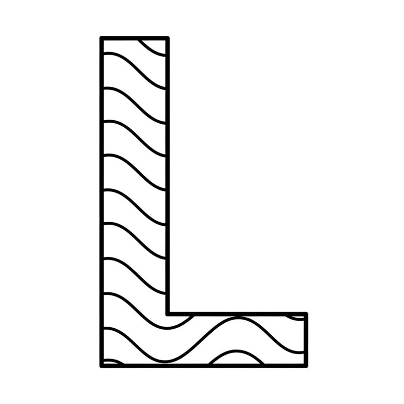 Bølget bokstav L fargelegging