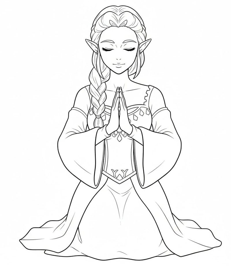 Bønnende Zelda fargelegging