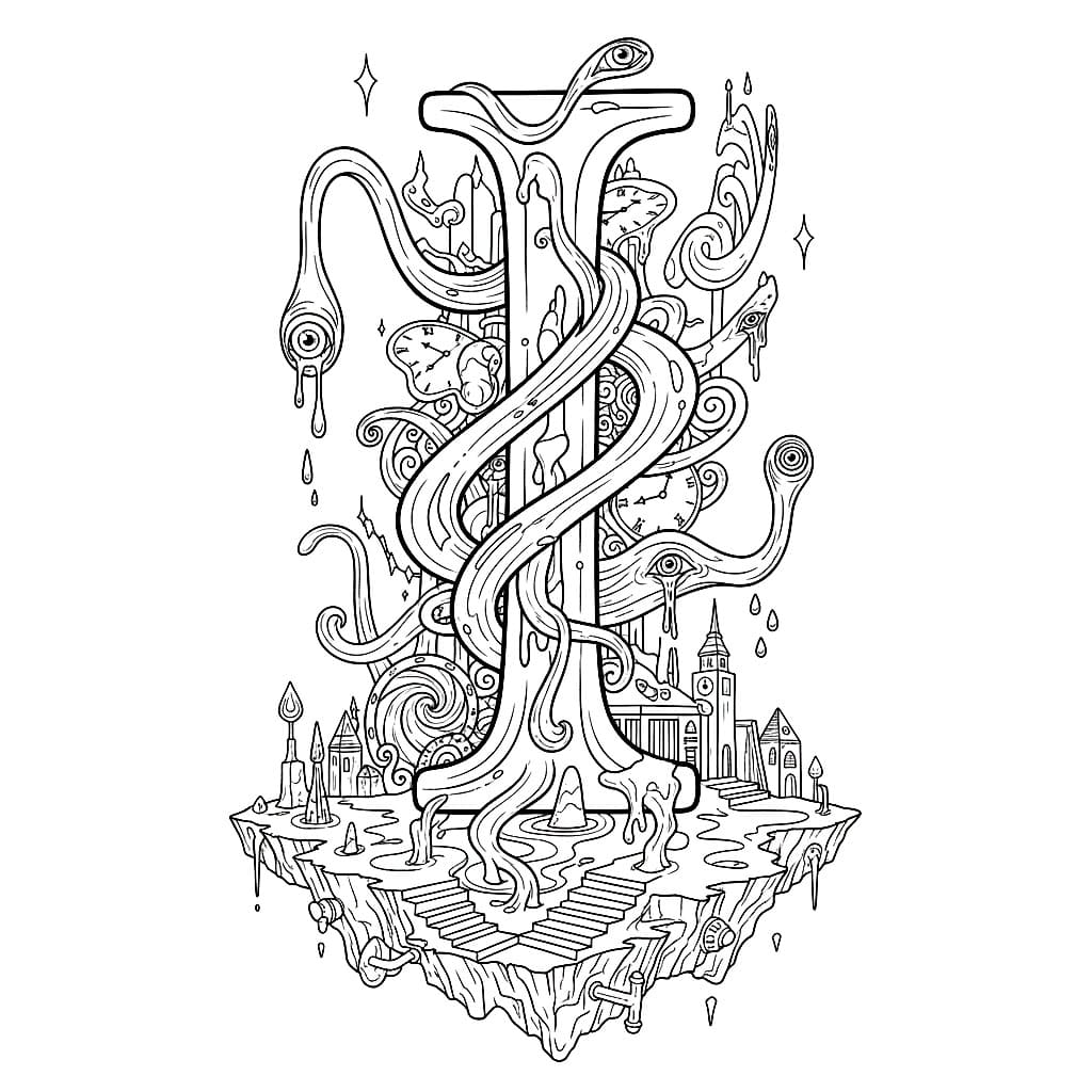 Buet bokstav I kunst fargelegging