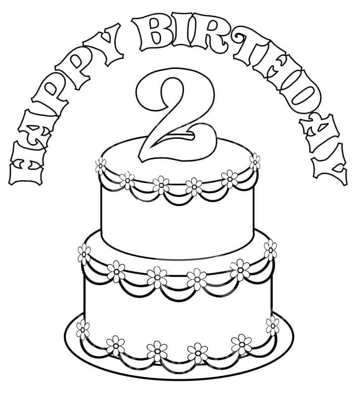 Bursdagskake 2 år gammel fargelegging