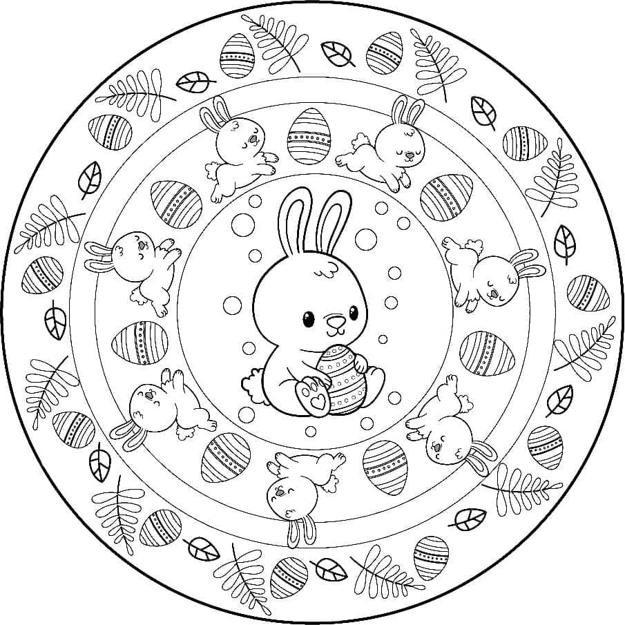 En søt påskemandala fargelegging