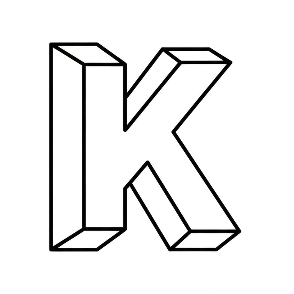 Enkel 3D Bokstaven K asymmetrisk fargelegging