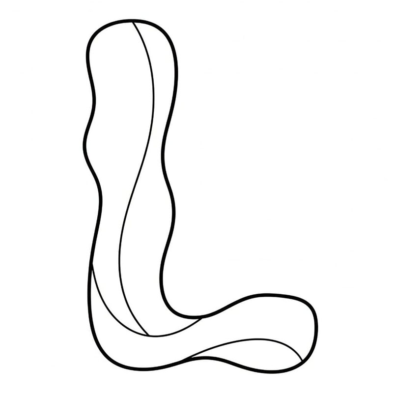 Flat bokstav L fargelegging