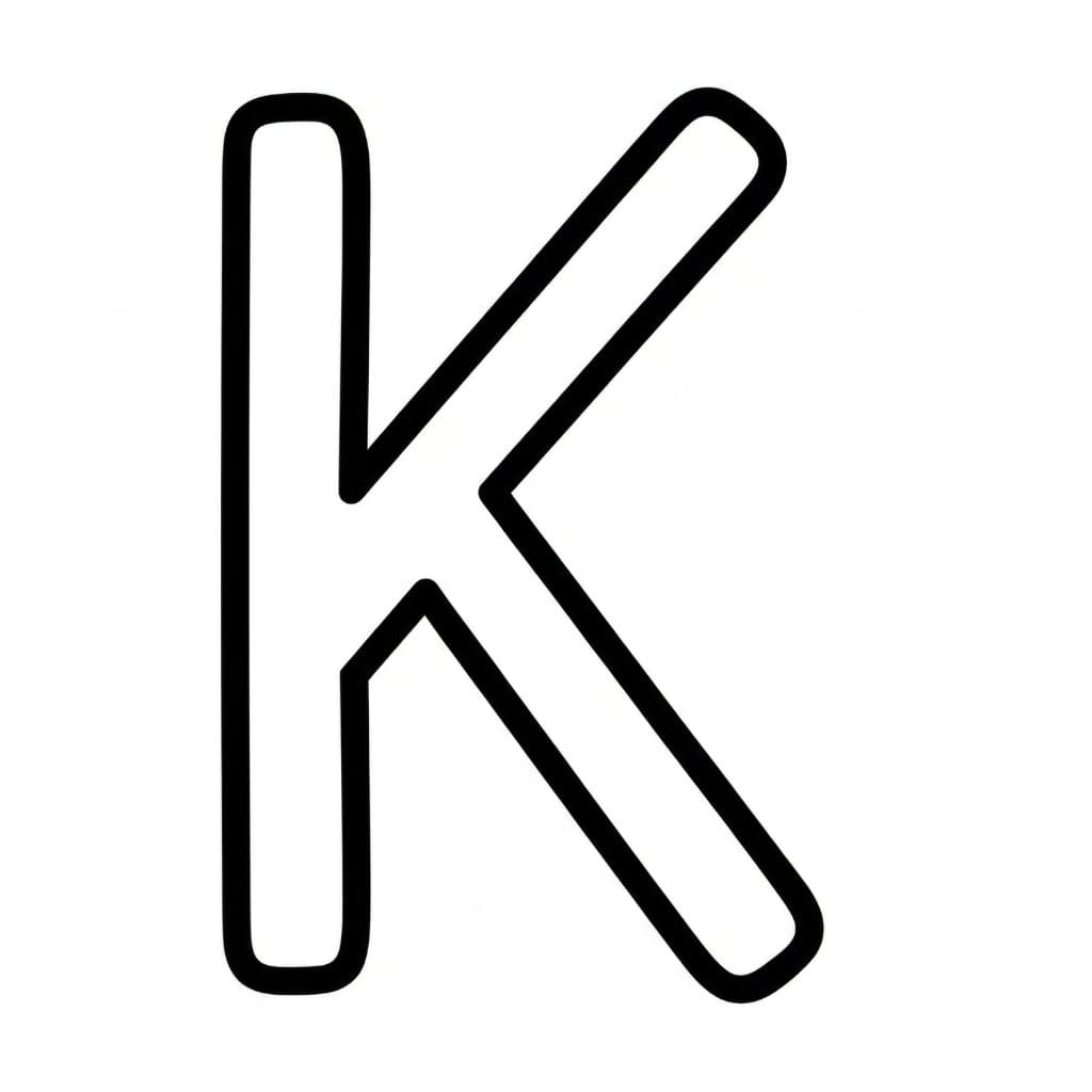 Førskolestil av Bokstaven K fargelegging