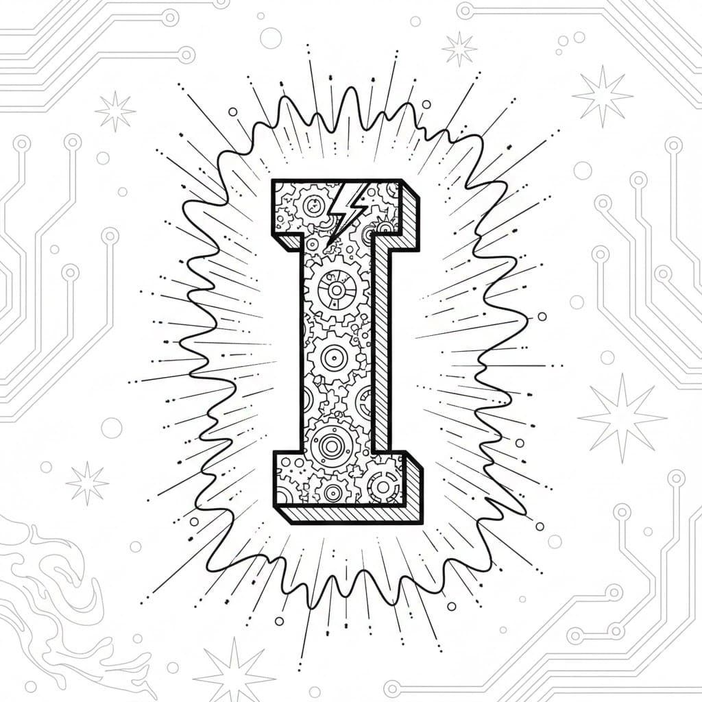 Glødende bokstav I fargelegging