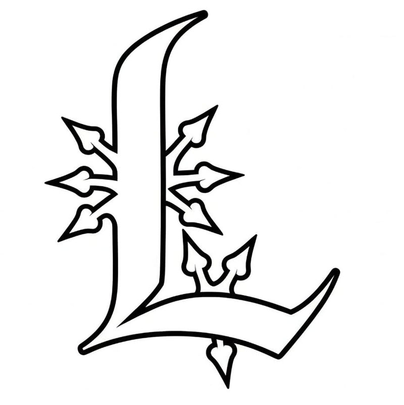 Gotisk skrifttype med bokstav L fargelegging