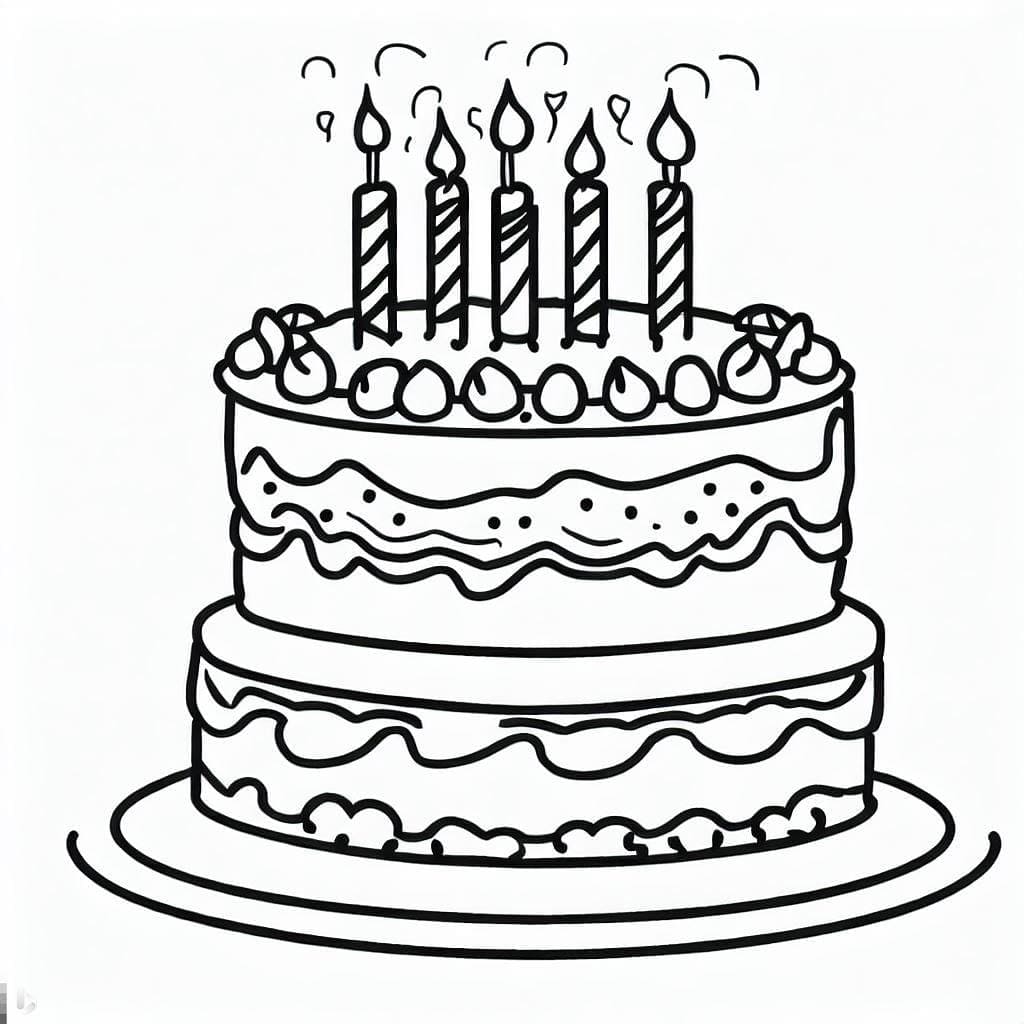 Gratis bursdagskake for barn fargelegging