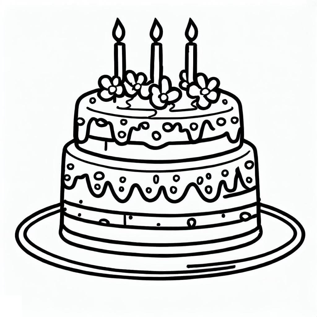 Gratis utskrivbar bursdagskake fargelegging