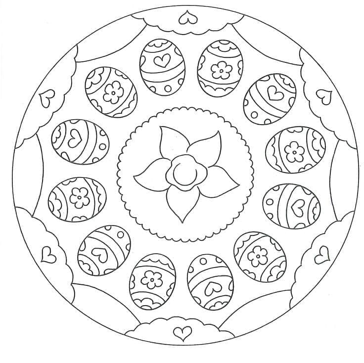 Gratis utskrivbar påskemandala fargelegging